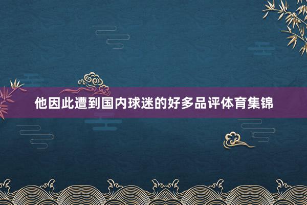 他因此遭到国内球迷的好多品评体育集锦